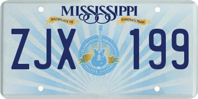 MS license plate ZJX199
