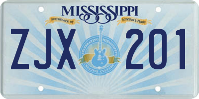 MS license plate ZJX201