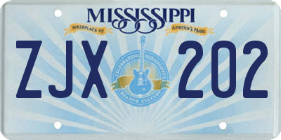 MS license plate ZJX202