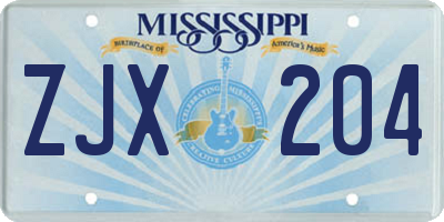 MS license plate ZJX204