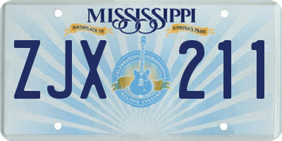 MS license plate ZJX211