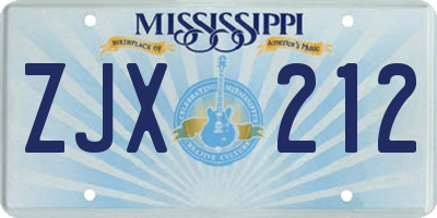 MS license plate ZJX212