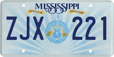 MS license plate ZJX221