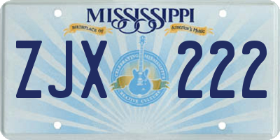 MS license plate ZJX222