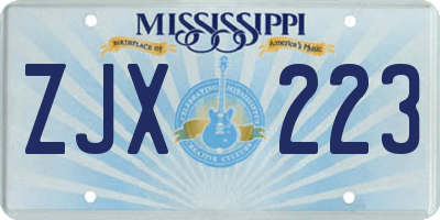 MS license plate ZJX223