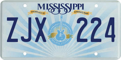MS license plate ZJX224