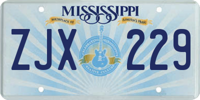 MS license plate ZJX229