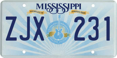 MS license plate ZJX231