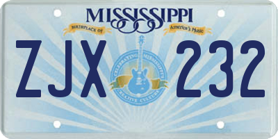 MS license plate ZJX232