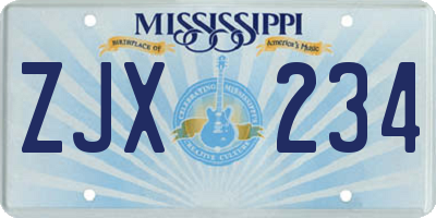 MS license plate ZJX234