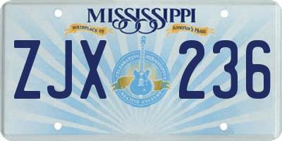 MS license plate ZJX236