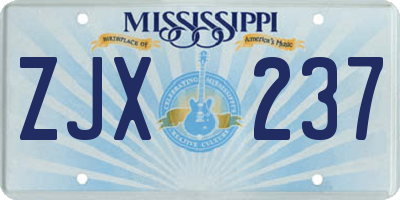 MS license plate ZJX237