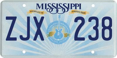 MS license plate ZJX238