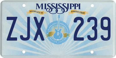 MS license plate ZJX239