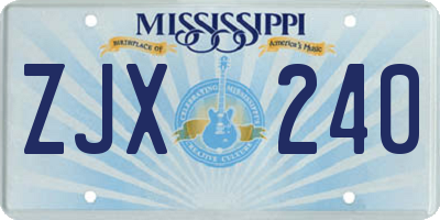 MS license plate ZJX240