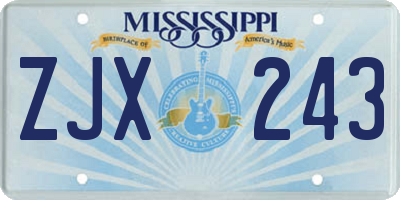MS license plate ZJX243