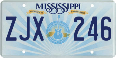MS license plate ZJX246