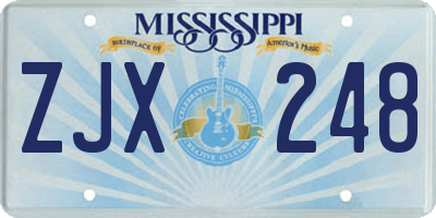 MS license plate ZJX248
