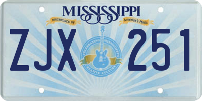 MS license plate ZJX251