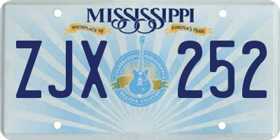 MS license plate ZJX252