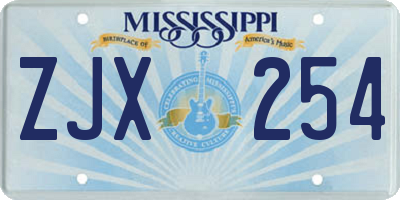 MS license plate ZJX254