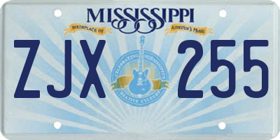 MS license plate ZJX255