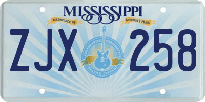 MS license plate ZJX258