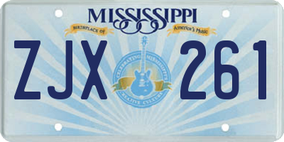 MS license plate ZJX261
