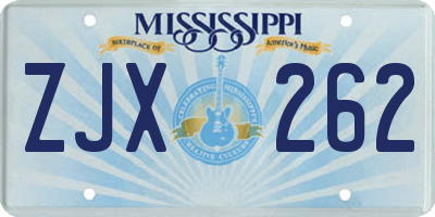 MS license plate ZJX262