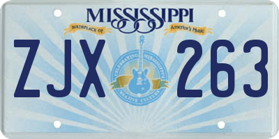 MS license plate ZJX263