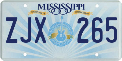 MS license plate ZJX265