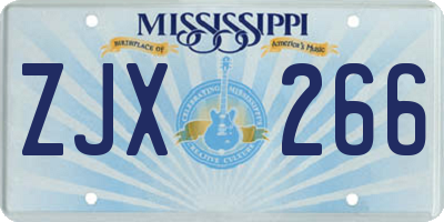 MS license plate ZJX266