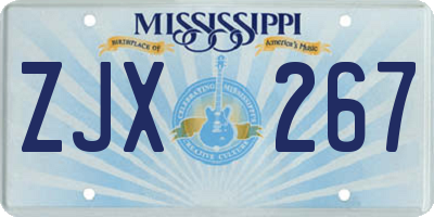 MS license plate ZJX267