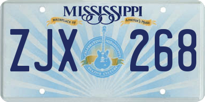 MS license plate ZJX268
