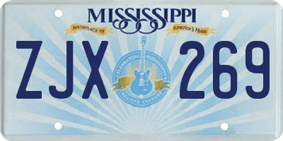 MS license plate ZJX269