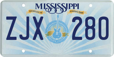 MS license plate ZJX280