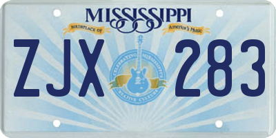 MS license plate ZJX283