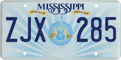 MS license plate ZJX285