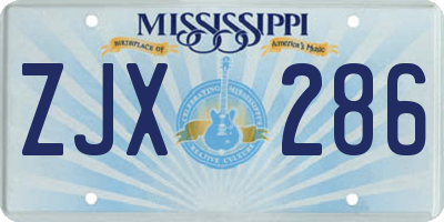MS license plate ZJX286