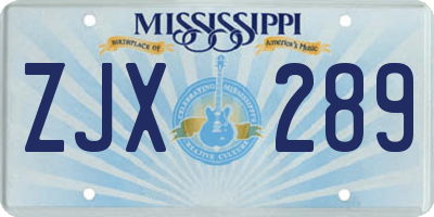 MS license plate ZJX289