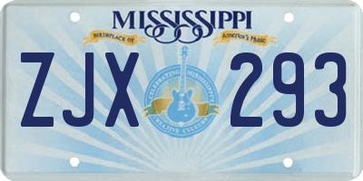 MS license plate ZJX293