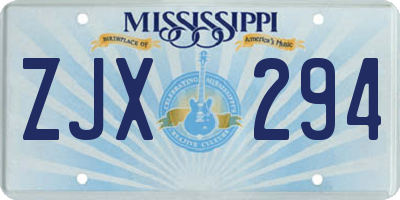 MS license plate ZJX294