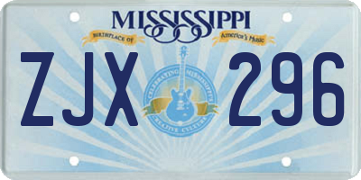 MS license plate ZJX296