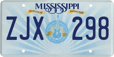 MS license plate ZJX298