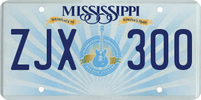 MS license plate ZJX300