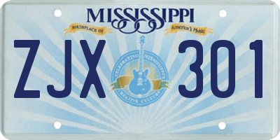 MS license plate ZJX301