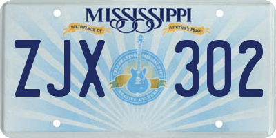 MS license plate ZJX302