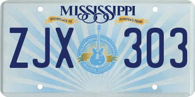 MS license plate ZJX303