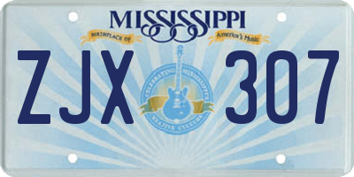 MS license plate ZJX307