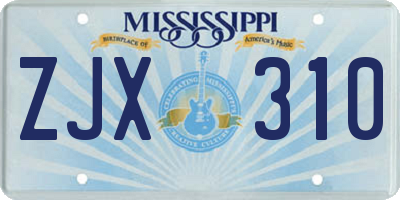 MS license plate ZJX310